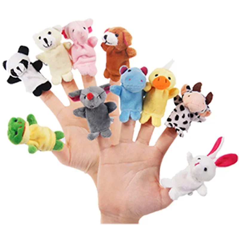 10PCS Weihnachten Geburtstag Geschenk Nette Cartoon Biologische Tier Finger Puppe Plüsch Spielzeug Kind Baby Favor Puppen Spielzeug für Kinder