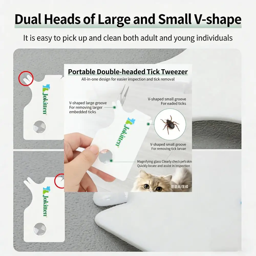 Pet Tick Remover Tool Flea Lice Removal Tweezer with Magnifier for Cats Dogs Safe Grooming Supplies