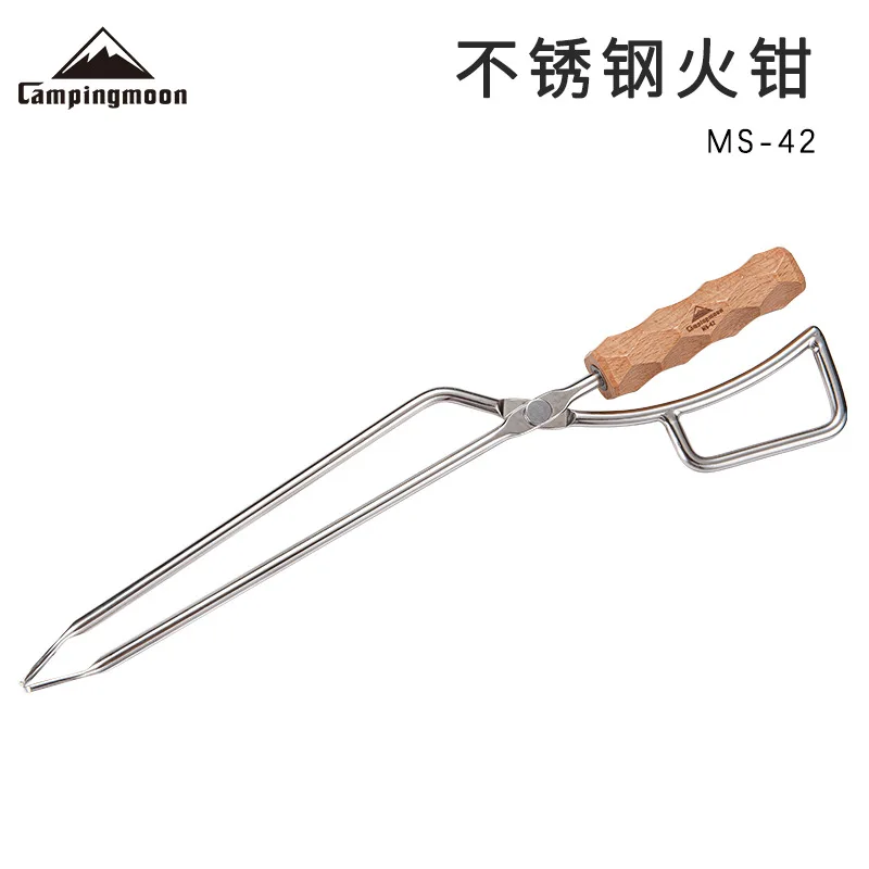 Stainless Steel Fire Clamp Campingmoon MS-42 Camping Charcoal Clamp Carbon Firewood Tong