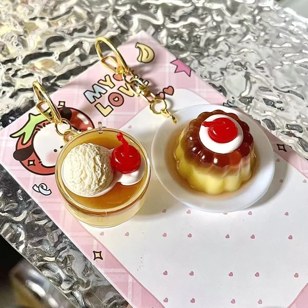 1PC new Cute Simulated Caramel Pudding Snack pendant niche simple girlfriends bag pendant Keychain pendant Gift for Women - view 4