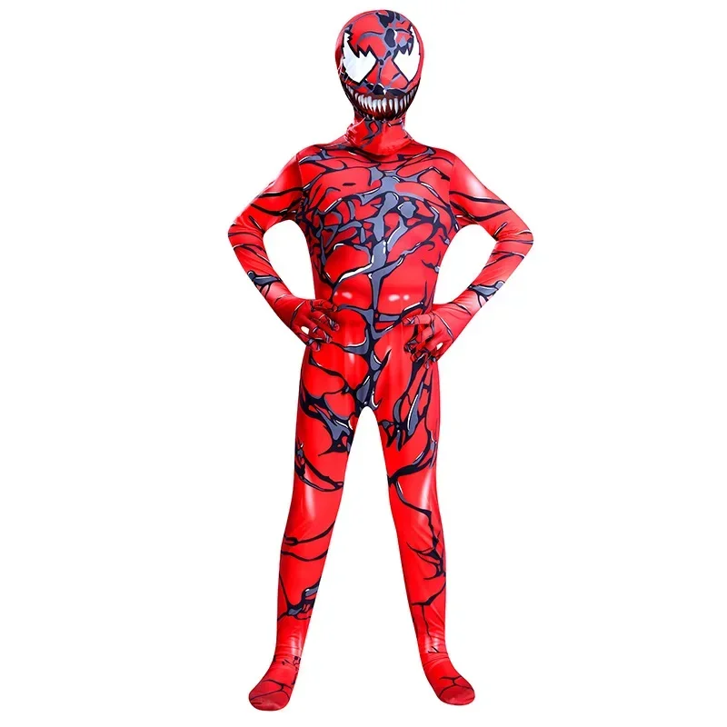Venom 2 Carnage Tulum Çocuklar için Cosplay Kostüm Süper Kahraman Örümcek Adam Çocuk Bodysuit Cadılar Bayramı Karnaval Parti Giydirme