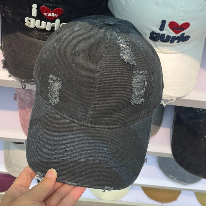 Make Old Torn Camo Baseball Cap Women's Face Small Casual Cap Visor KJ202410146