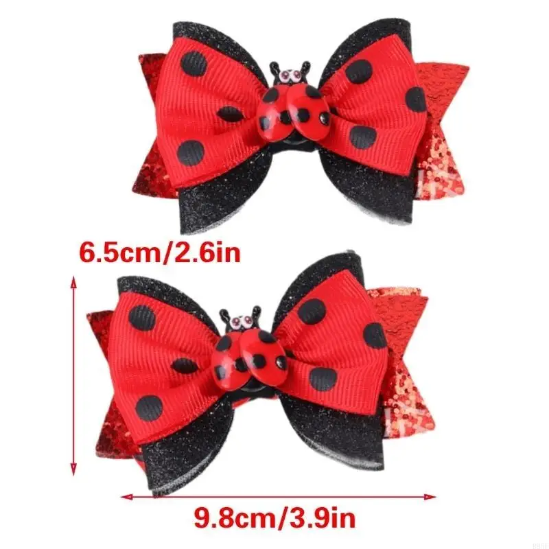 

B95F 2pcs Double Bows Animal Hair Clip Hair Decoration For Children's Fashion