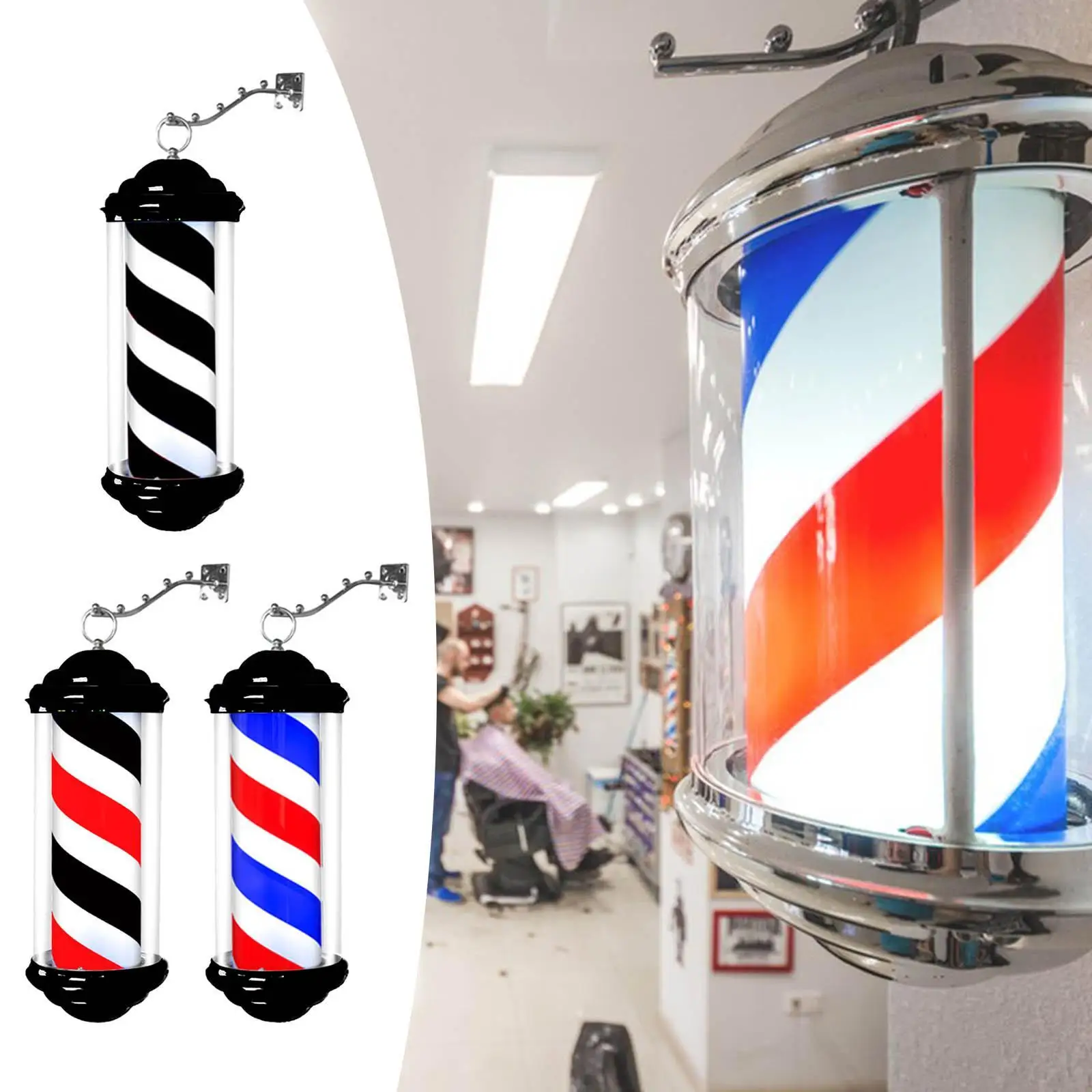 Barber Pole Light Wall Mount LED Light for Hairdressing Barber Shop Outdoor