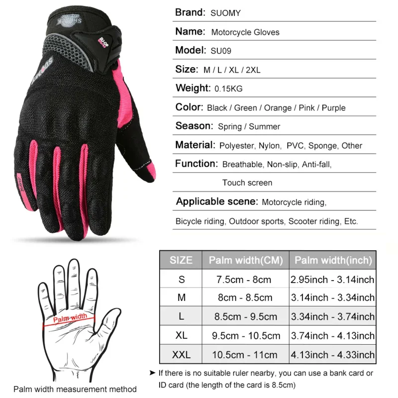 SUOMY Women's Full Finger Motocross Motorcycle Gloves Purple, Durable for Racing, Climbing & Cycling Offroad Motorbike Luvas