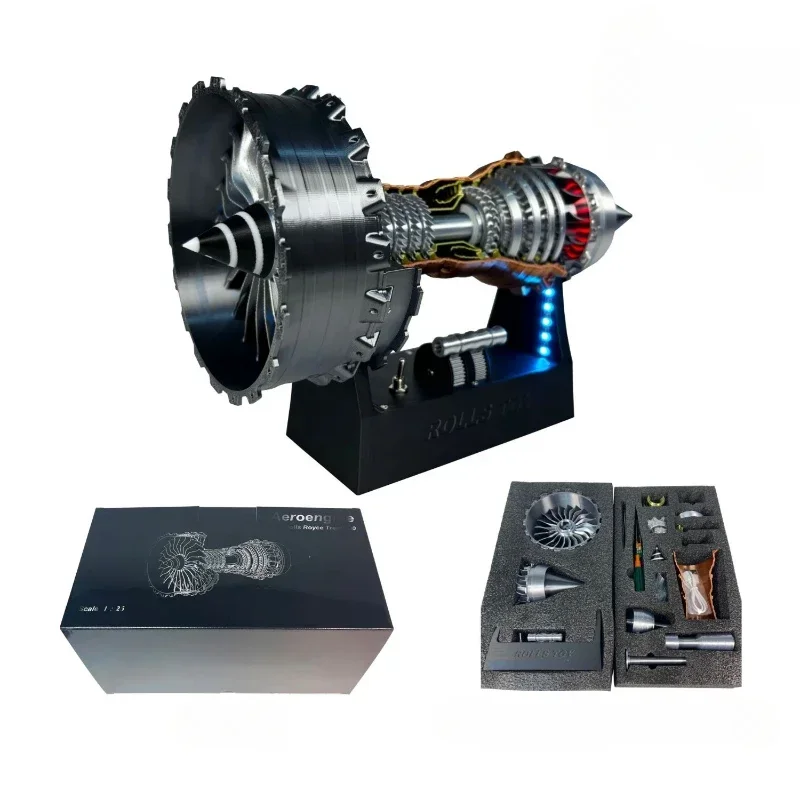 

TR900 Aviation Engine Model Assembly Kit Electric Simulation Jet Turbojet Engine with Red Tail Flame Toy Gift