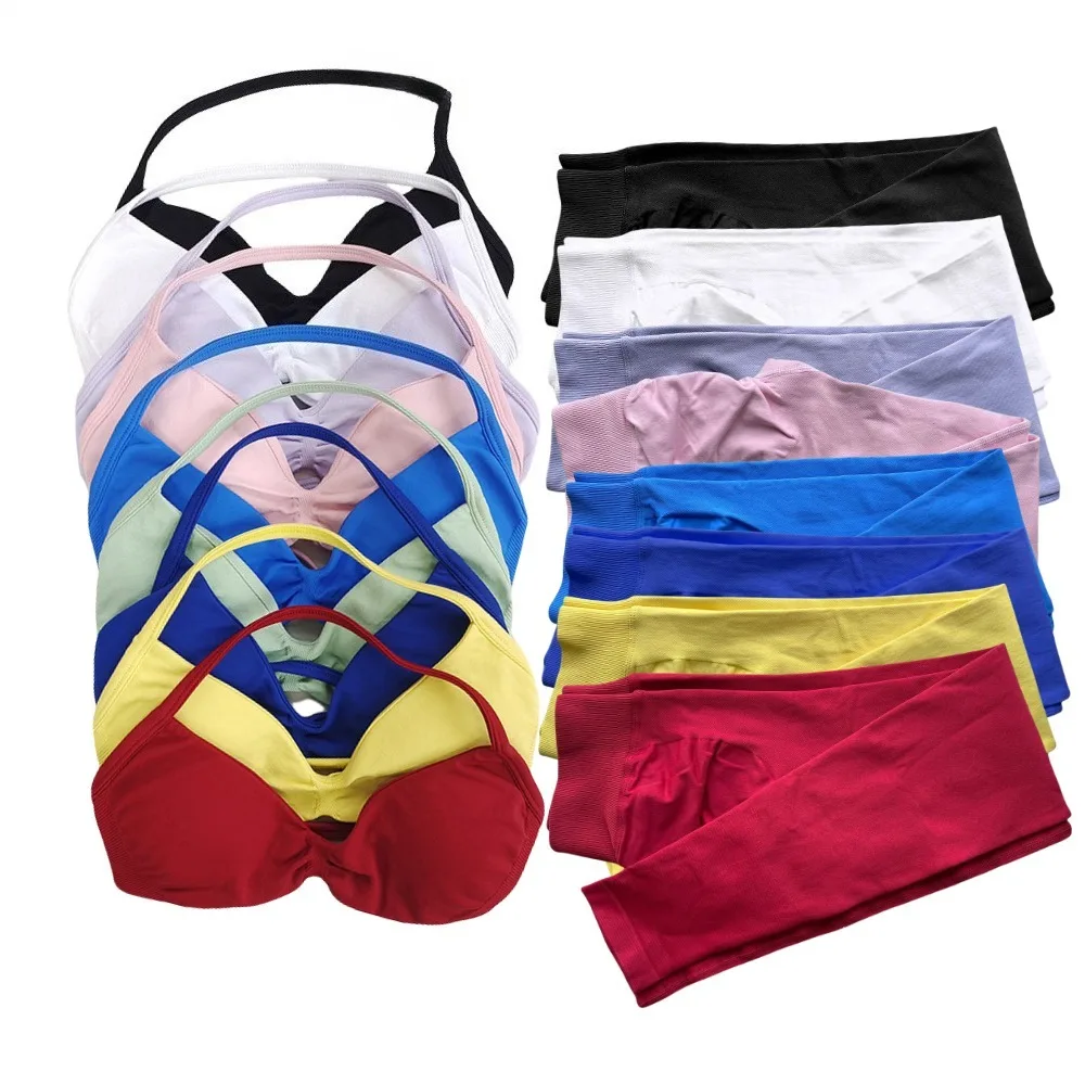 

2-Piece Yoga Suit Tights and Bras Women's Gym Workout Yoga Gym Suit Pilates High Seamless Tracksuit Suit