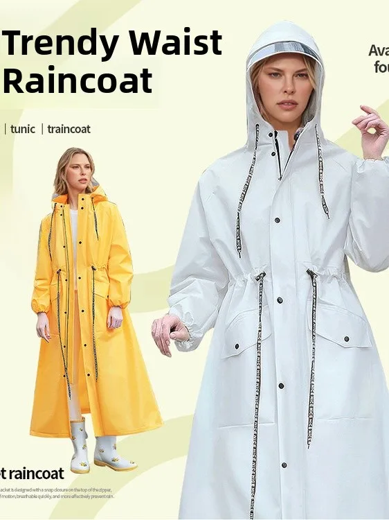 

Adult Bicycle Raincoat Men's And Women's Waist-Cinching Long Coat Windproof Waterproof Riding Explosion-Proof Rain P...