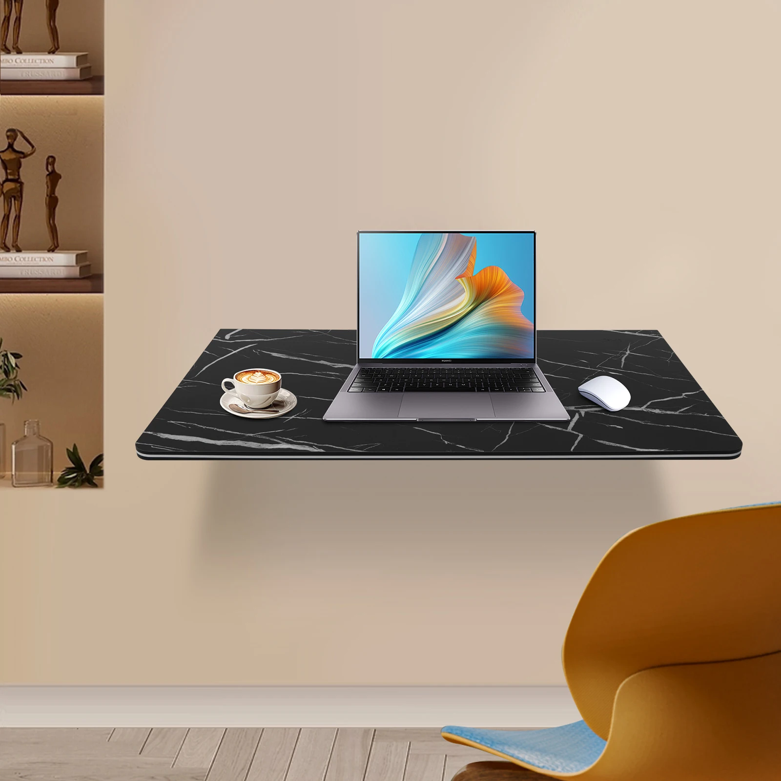 

Настенный складной стол 90*50 см, черный, из массива дерева, компактный, откидной, для учебы