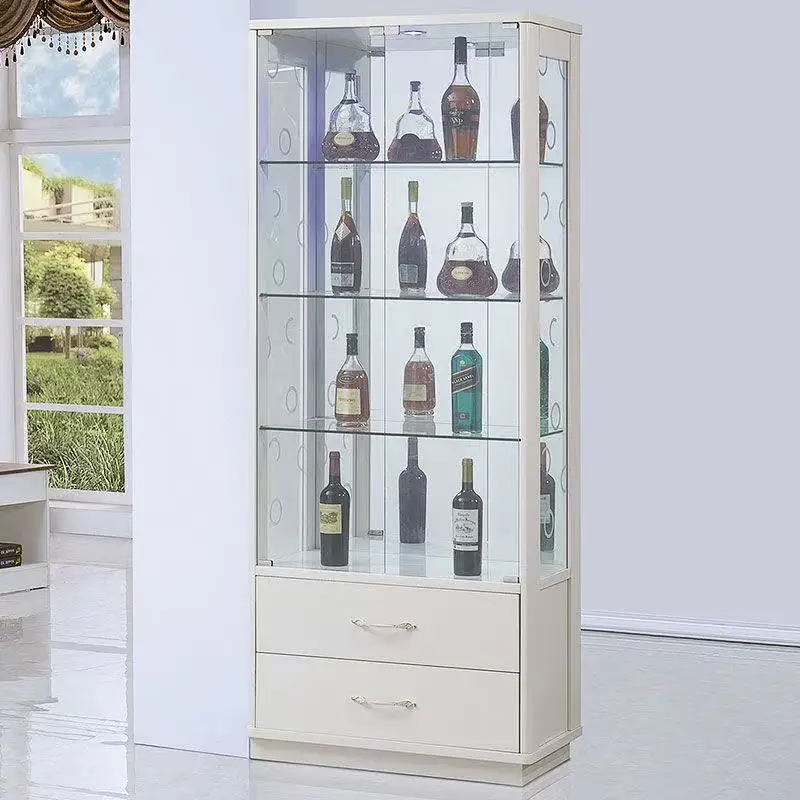 Light Luxury Modern Simple Glass Wine Cabinet Home Furniture Display Locker for Living Room or Restaurant Side Storage