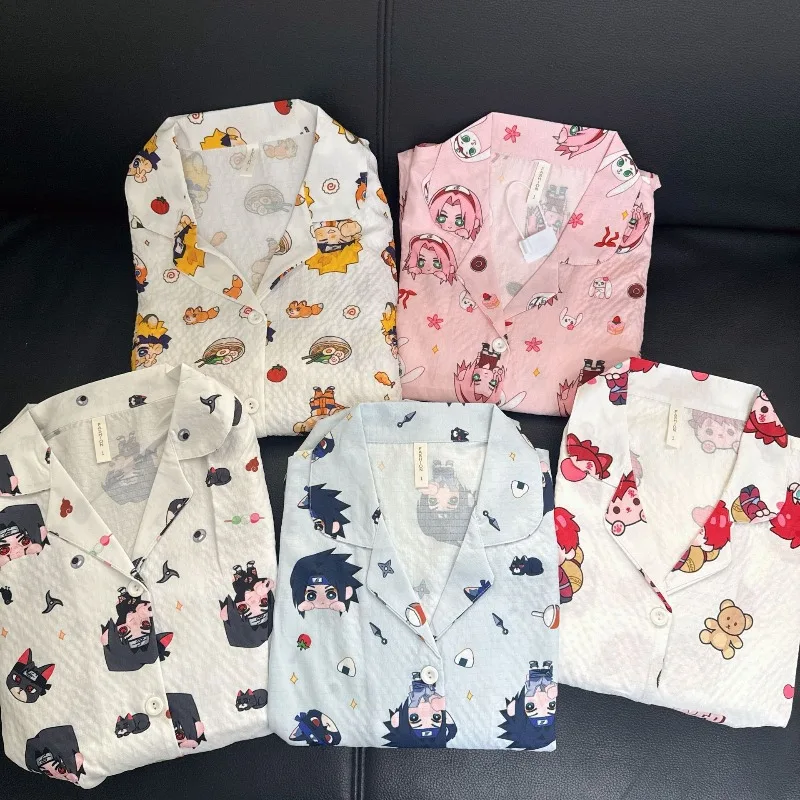 

Наруто Саске Пижамный комплект Аниме Зимний топ с длинными рукавами Брюки Пижамный комплект Мультяшная теплая одежда для сна для мужчин и женщин Кардиган Пижамы