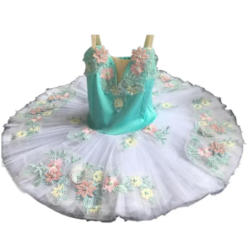 

Stage Wear Professional Ballet Tutu Kids Girls Ballerina Party Belly Dance Costumes Flower Embroidery