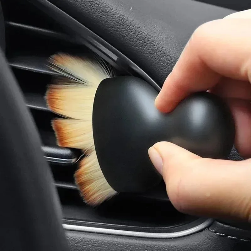 Car Interior Cleaning Brush Conditioner Air Outlet Soft Fur Clean Brushes with Shells Crevice Dust Removal Detailing Brush Tools