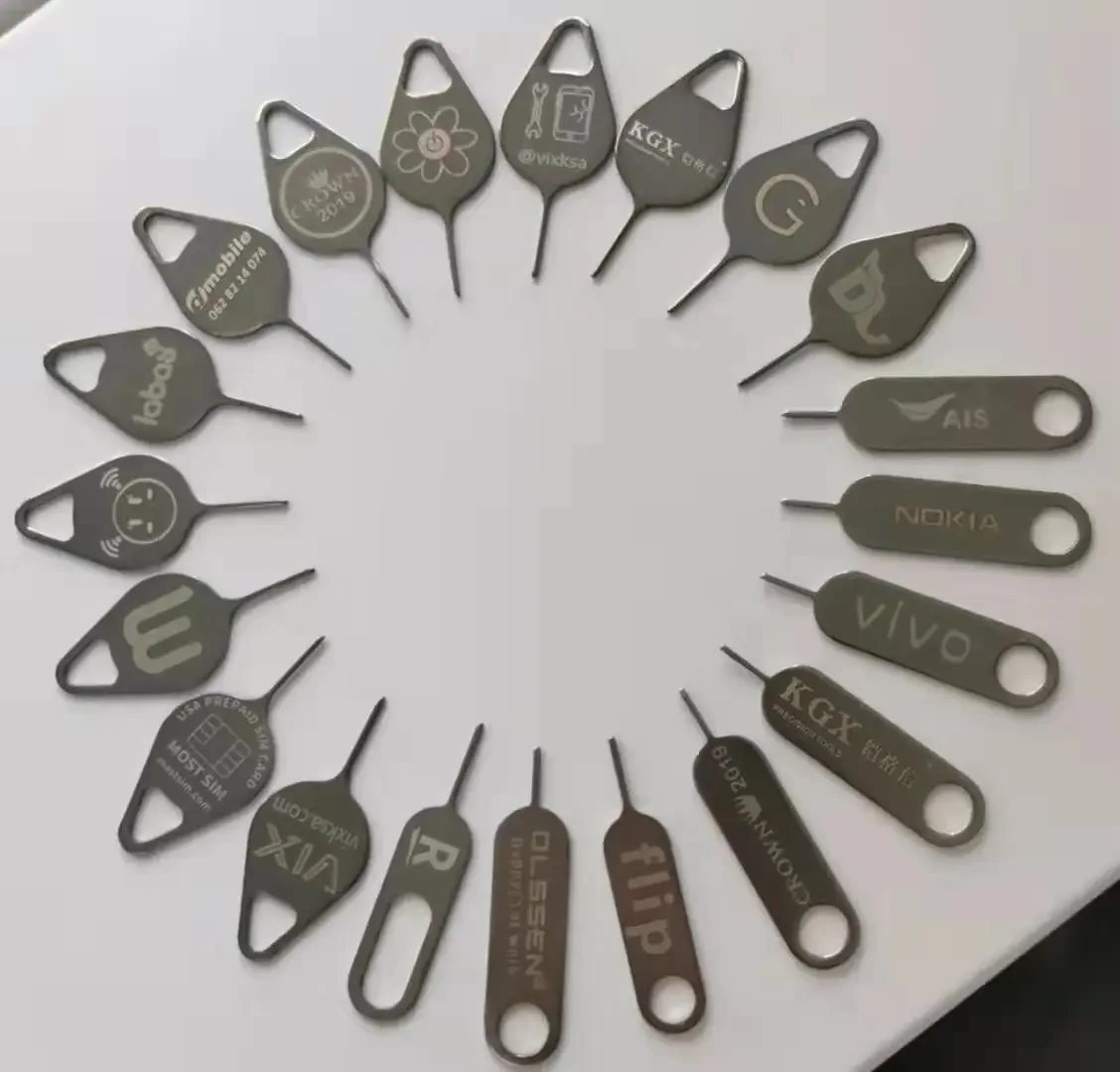 الفولاذ المقاوم للصدأ مخصص مع شعار العالمي إزالة مفتاح بطاقة Sim صينية القاذف إخراج دبوس