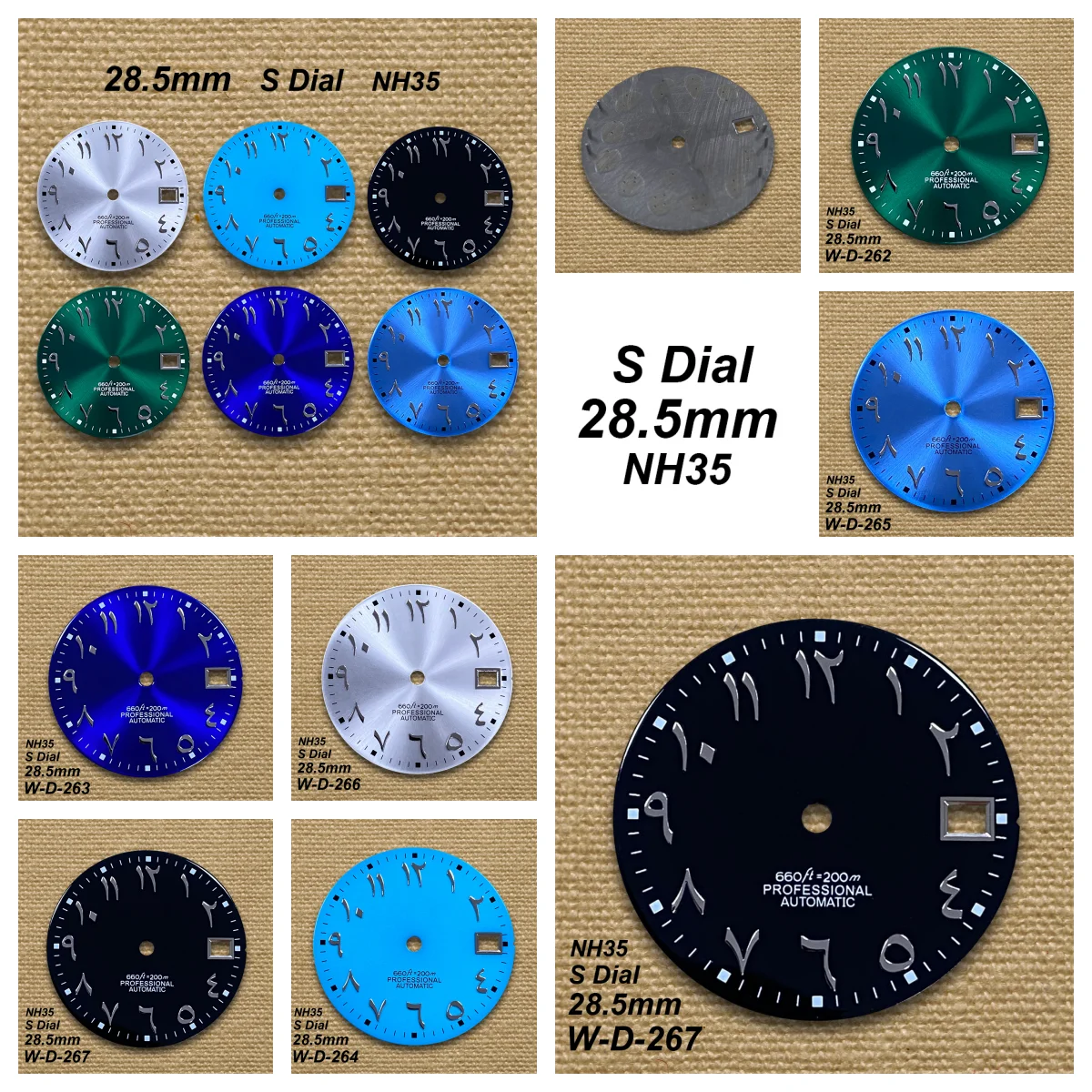 

28.5mm S Logo Arabic NH35 Dial Fit NH35/NH36/4R/7S Movement High-Quality Sunray /Matte Dial Watch Modification Accessories