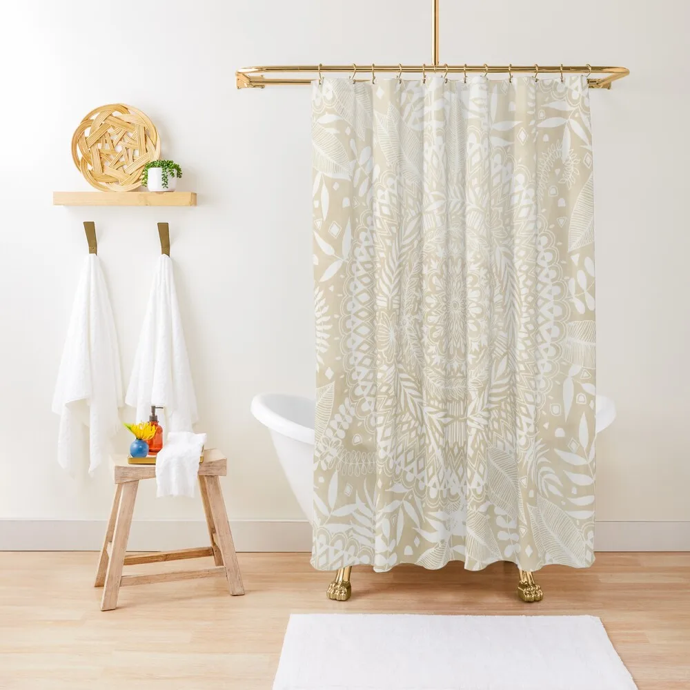 

Medallion Pattern in Pale Tan Shower Curtain Transparent Bathroom Shower For Bathroom Anime Bathroom Curtain