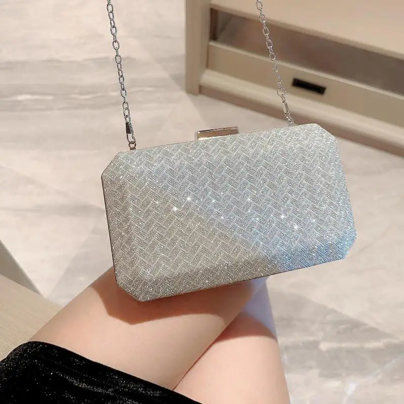 Shiny Square Box Small Shoulder Crossbody Bags For Women 2024 Luxury Party Evening Handbags And Purses Female Clutch