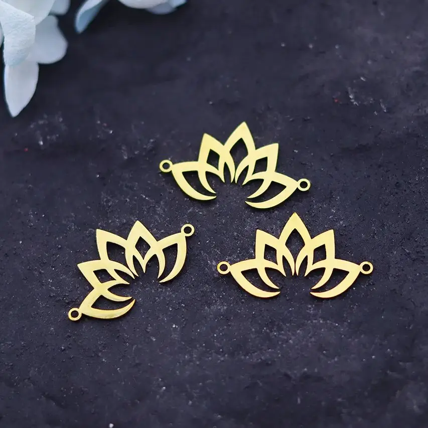 

3pcs Lotus Flower Stainless Steel Connector Pendant Charms for Jewelry Making Amulet Vintage Necklace Bracelets diy Accessories