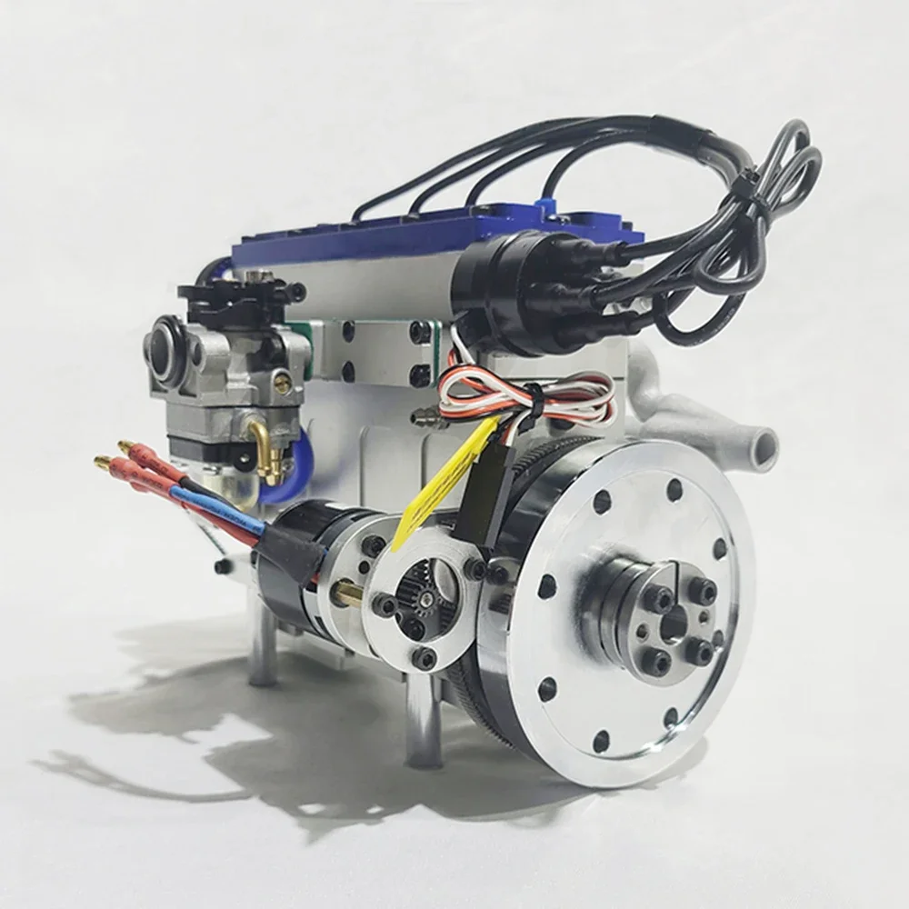 Motor de gasolina de 36CC, GS-D6 en línea de 4 cilindros, 12V CC, generador refrigerado por agua recargable, modelo de Metal Boutique, colección de Juguetes