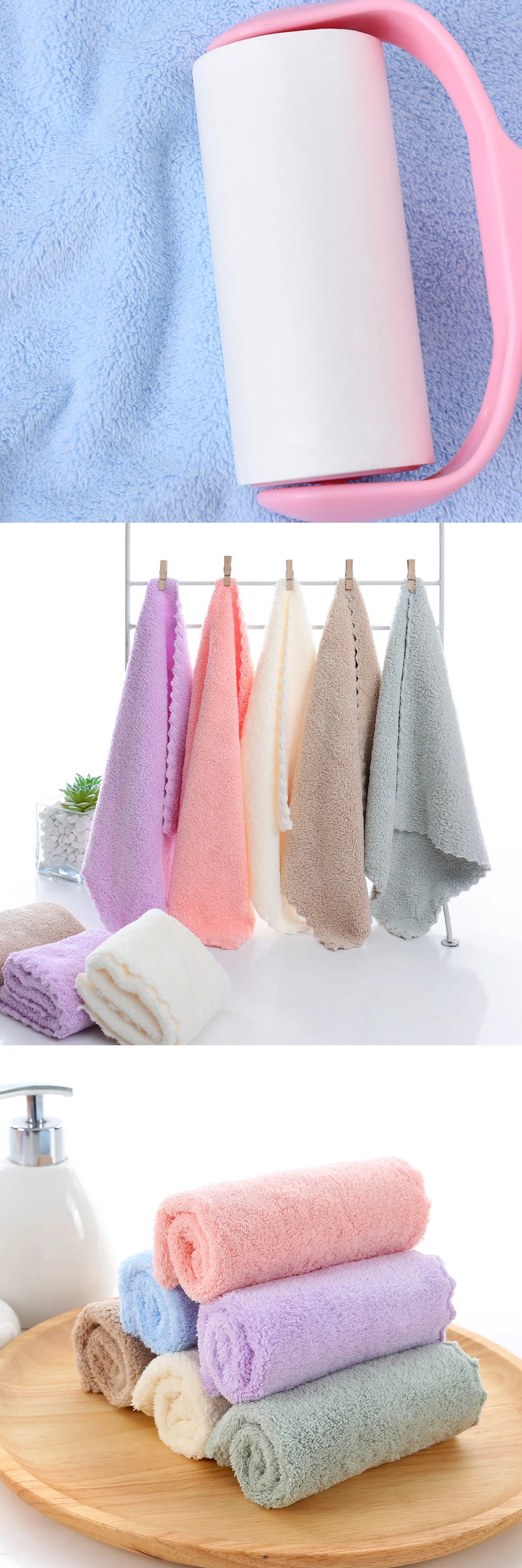 10 Stück verdicktes Mikrofaser-Korallenvlies-Handtuch mit hoher Dichte, schnell trocknendes, sauberes Gesicht, weiches, saugfähiges Handtuch – Detail 2