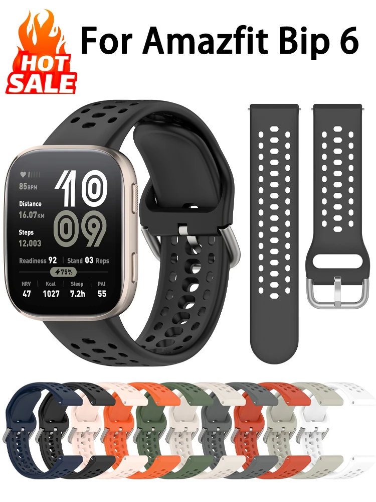 

Silicone Strap For Amazfit Bip 6 Sport breathable Bracelet Intelligent Correa Amazfit Bip6 Smart 22MM Watch band Accessories