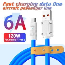 120W 6A Super Fast Charge Liquid Silicone Cable Type-C Charger Data Cable For Xiaomi Huawei Samsung Zinc USB Bold Data Line 1m