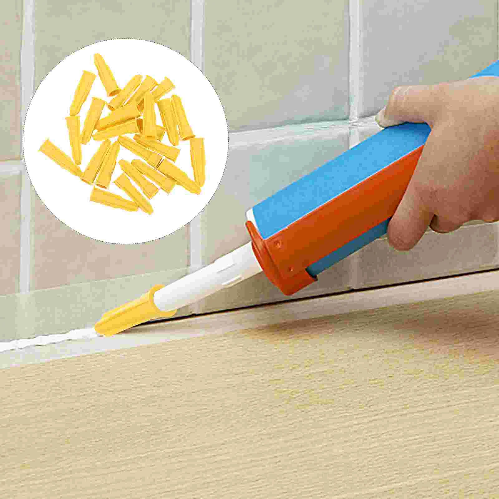 24 Pcs Caulk Door and Window Caulking Saver Sealing Caps Yellow Plastic