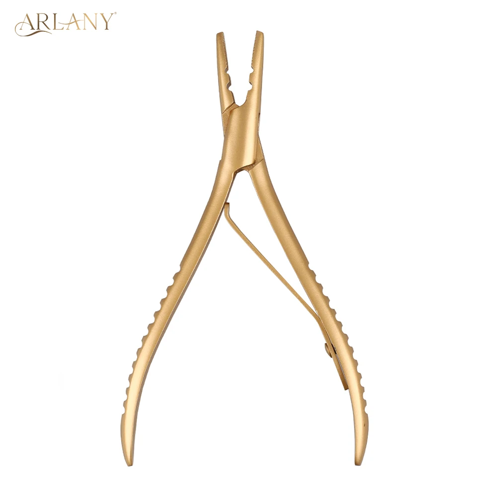 

ARLANY щипцы для наращивания волос для колец с микробусами, зубцы из нержавеющей стали, плоскогубцы для микрозвенья с 2 отверстиями, наращивание утка для шитья
