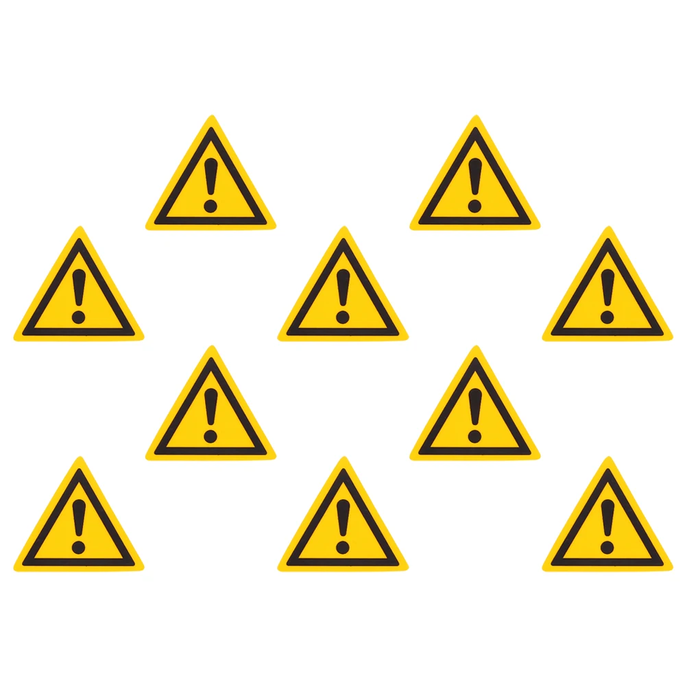 

10pcs Safety Warning Labels Stickers PP Paper Adhesive Caution Triangle Sign High Visibility Waterproof Placement