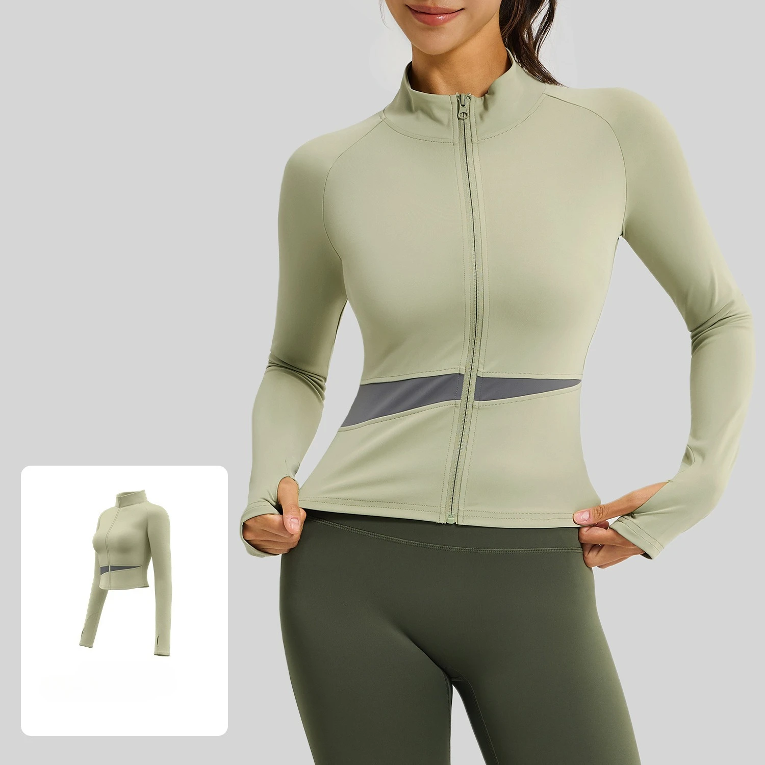 

Women Sport Jacket Long Sleeve Shirt Workout Coat Gym Training Clothing Yoga Sportswear Colorblock Tops Slim Sunscreen Jacket