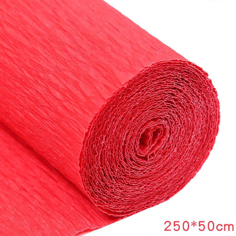 250*25cm Colored Crepe Paper Roll Origami Crinkled Crepe Paper Craft DIY Flowers Decoration Gift Wrapping Paper Craft