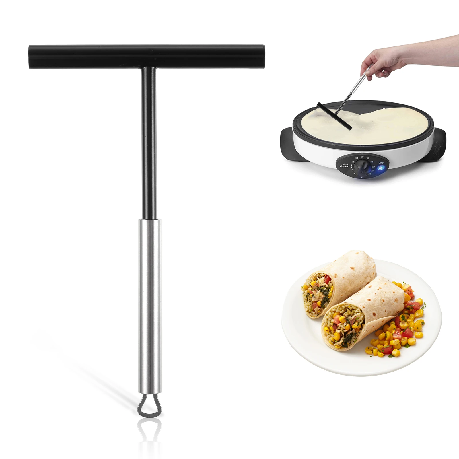 

Stainless Steel Wide Application Crepes Distributor Sturdy And Easy To Clean T Shape Crepes Spreader