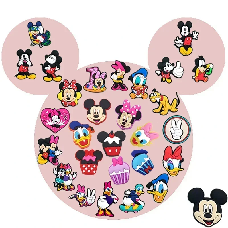 1-20pcs Disney Mickey Shoe Charms for Clogs Sandals Decoration Garden Shoe Accessories Friends Gifts Charms