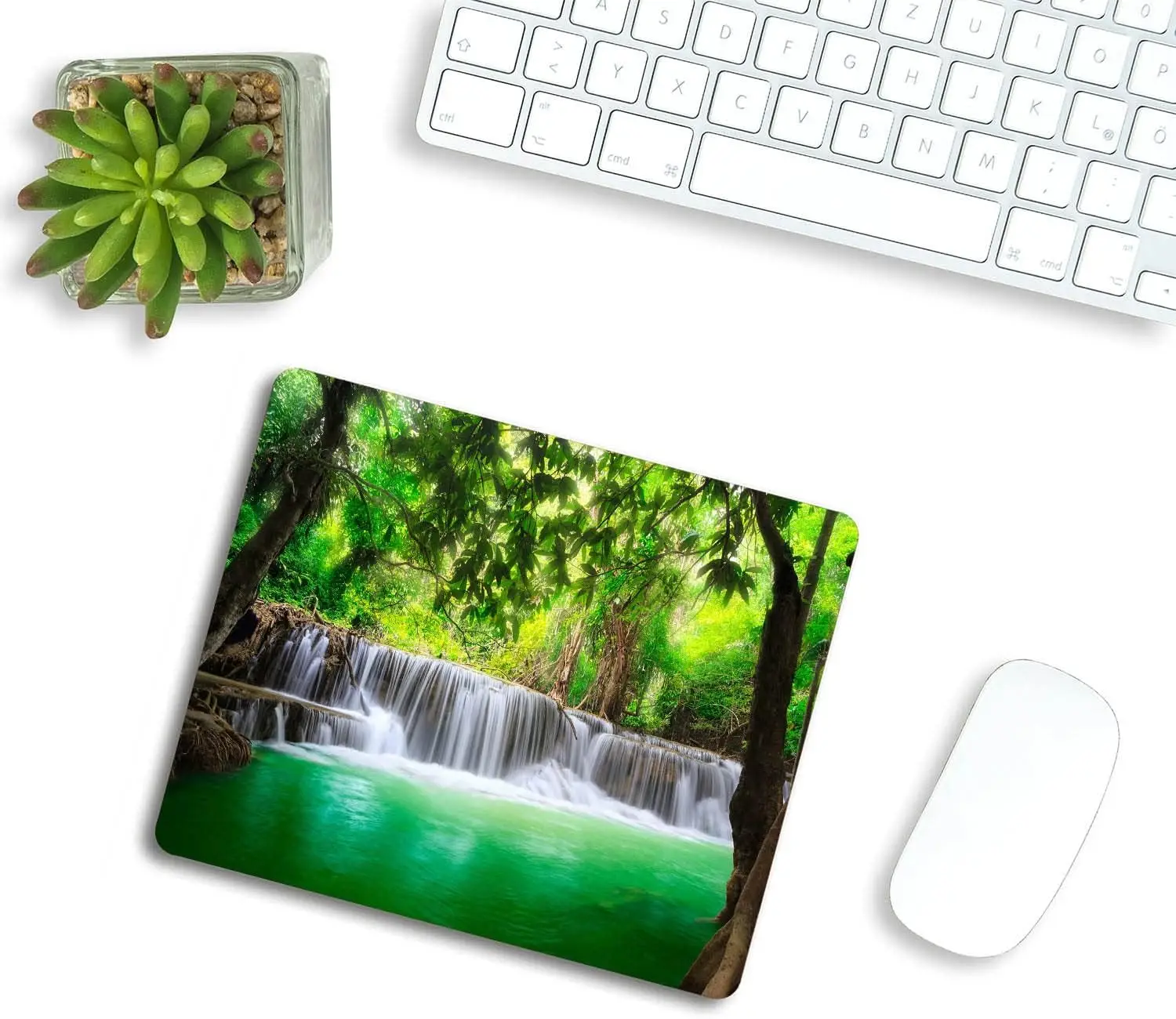 Imagem -04 - Mouse Pad Antiderrapante Personalizado Mousepad Lavável Base de Borracha Cachoeira Tropical na Floresta Premium-texturizado Design