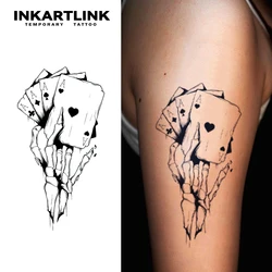 Skeleton Poker temporary tattoo sticker, waterproof magic tattoo, lasts to 15 days fake tattoo, semi permanent tattoo