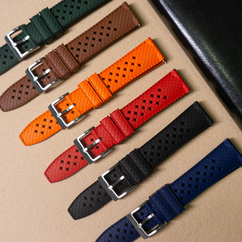 FKM Watch Strap for Men, Pulseiras Fluororubber, Porous Quick Release, Acessórios para Relógios de Mergulho Masculino, Alta Qualidade, 20mm, 22mm