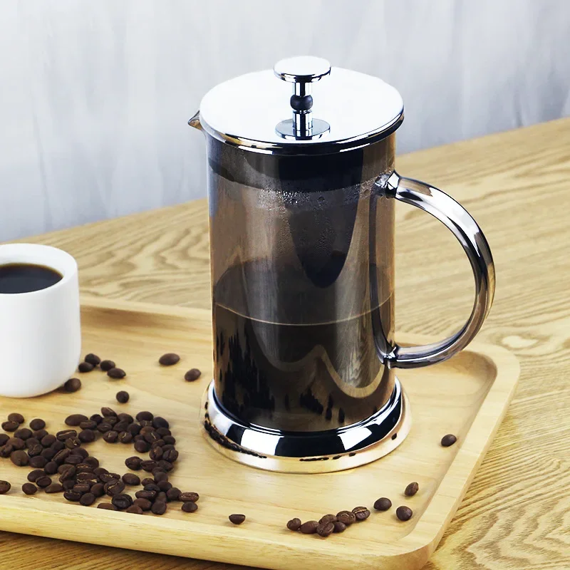 Cafetera de vidrio de acero inoxidable de 350-1000ml, cafetera de prensa francesa, tetera de vidrio de borosilicato resistente al calor, herramientas para el hogar