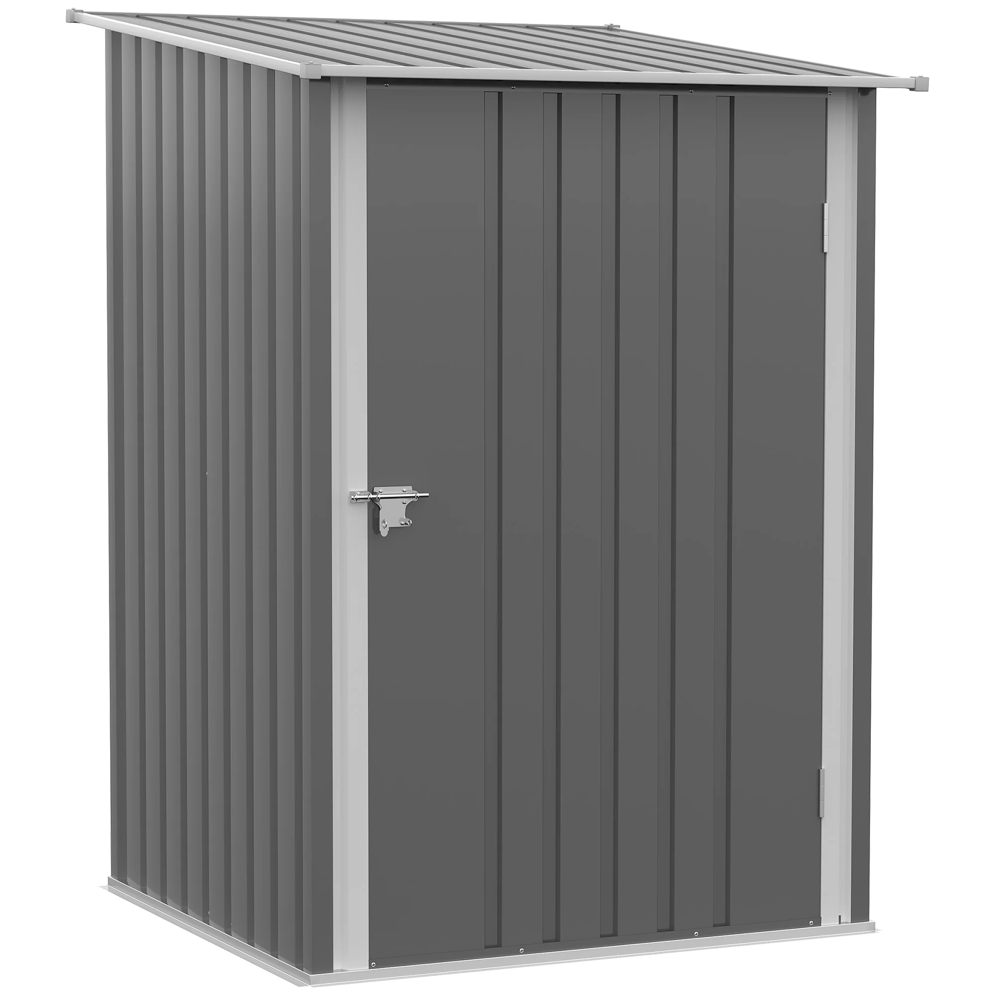 Outsunny 3.3ft x 3.4ft Lean to Garden Shed, Metal Outdoor Storage Shed with Single Lockable Door, Tool Storage Shed