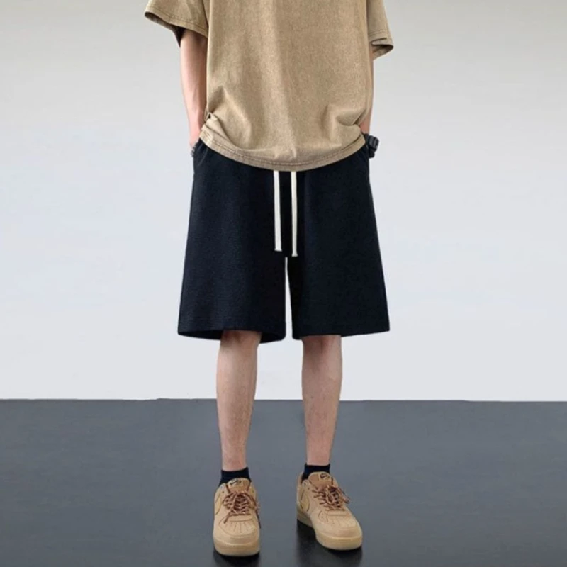 

Waffle Shorts Men Summer American Retro Heavyweight Trendy Sport Quarter Casual Loose Fit