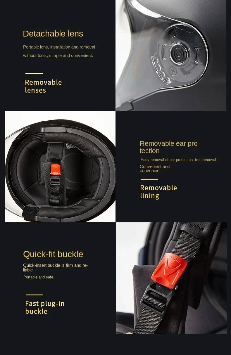 Motorrad Helm Männlich Weiblich Vier Jahreszeiten capacete para motocicleta cascos para moto Doppel Objektiv – Detail 7