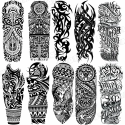 Arm Sleeve Temporary Tattoos For Men Adults Realistic Thorns Totem Maori Waterproof Fake Tattoo Sticker Thigh Tatoos Military
