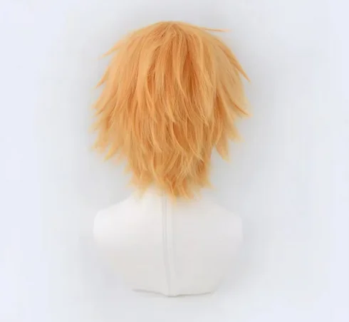 Peruca curta resistente ao calor Denji Cosplay, cabelo sintético resistente ao calor, Perucas Anime Halloween, boné de peruca, alta qualidade