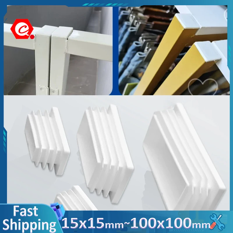 1/2/5/8/10Pcs White Plastic Square/ Rectangle Plug 15x15mm~100x100mm Anti-slip Table Chair Foot Cover Tube Inner Plugs