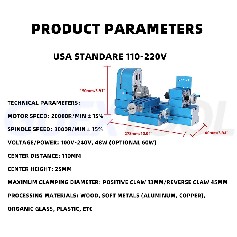 DIY Mini Metal Lathe Micro Universal Woodworking Lathe Metal Rotary Gong Machine Processing Teaching Mode Machine Tool W10003