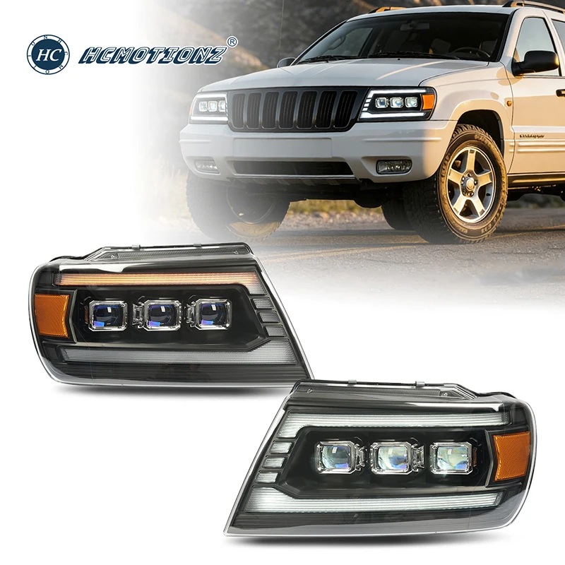 HCMOTIONZ LED Headlights for Jeep Grand Cherokee 1999-2004 Sequential Signal Front Lamps Assembly