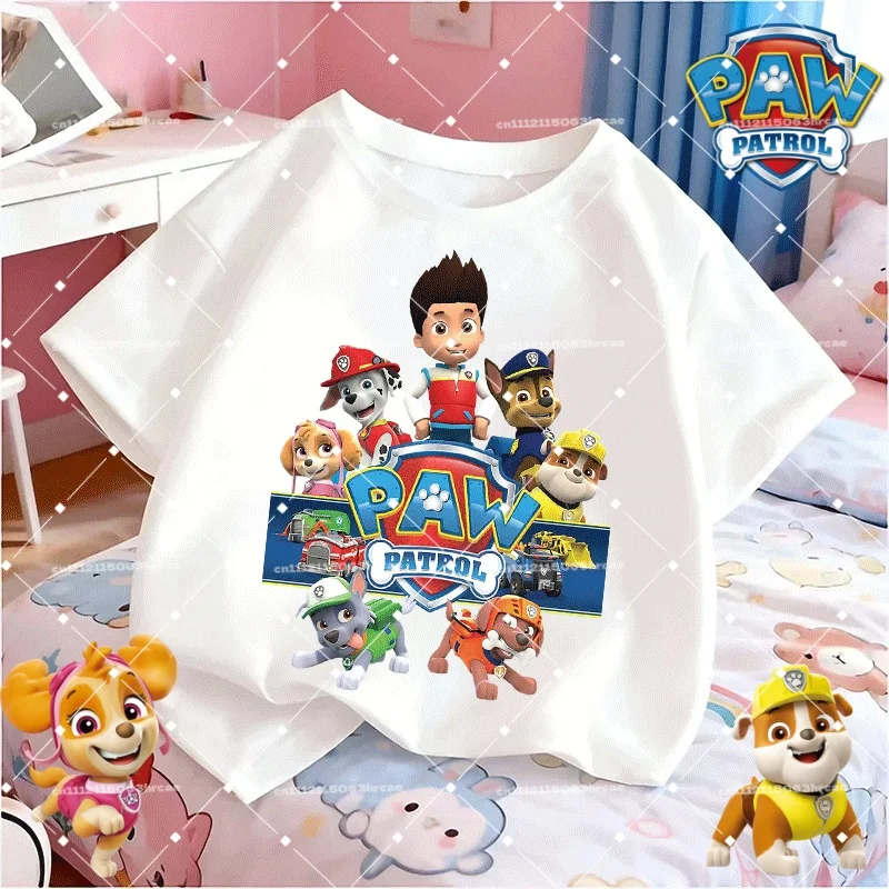 Hot Sale Summer Kids Cotton Short Sleeve Shirt Paw Patrol Cartoon for Boys Girls Cute Style All-Day Comfort Popular Choice