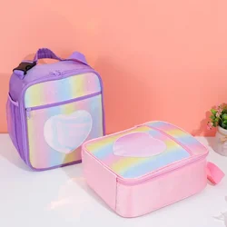 Girl Boy Unicorn Pink Purple Green Lunch Bag for Children Heart Ice Bag Kawaii Portable Thermal Insulated Lunch Box Picnic Bag