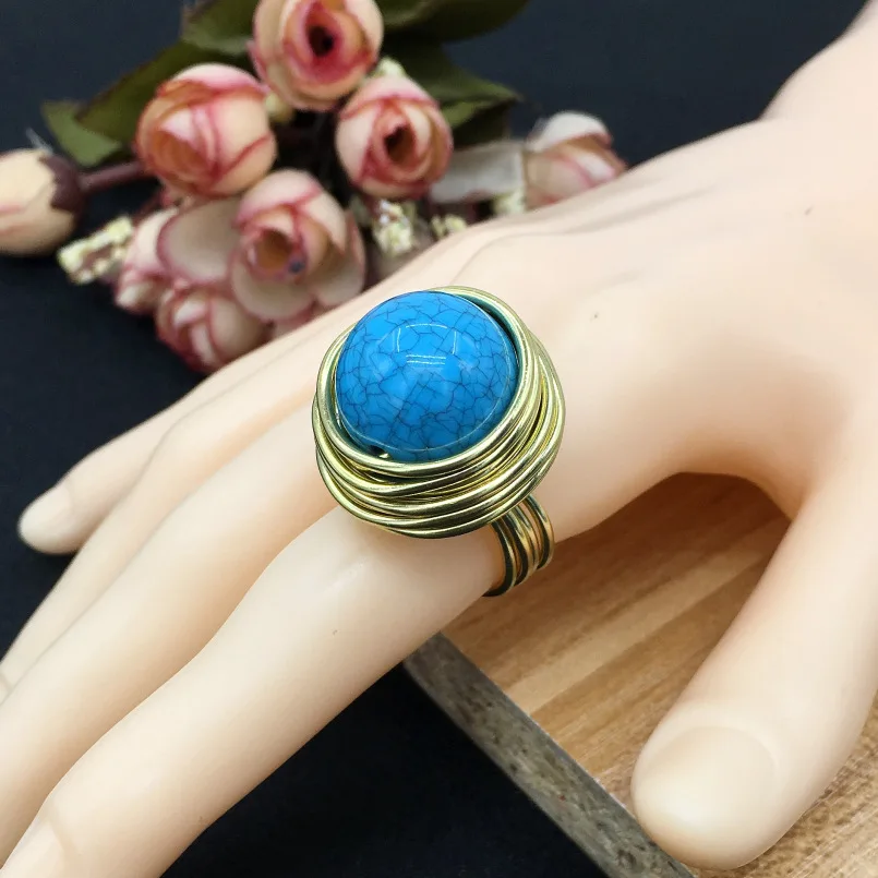 Wire Spiral Acrylic Handmade Rings Women Fashion Vintage Finger Rings Party Accessories Cheap Wholesale Jewelry