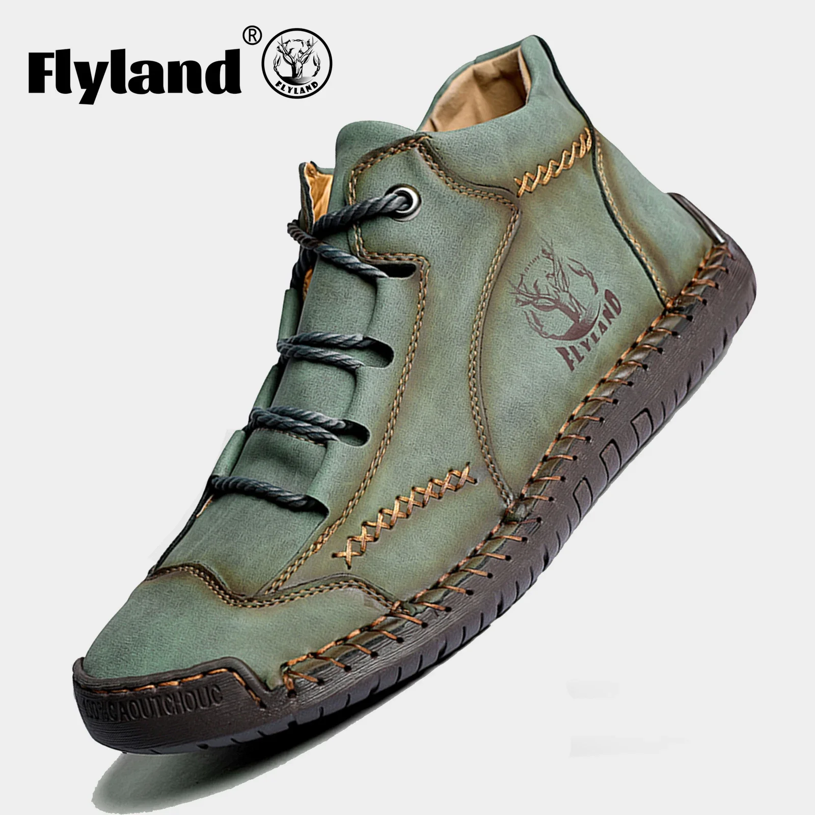 FLYLAND, botas Chukka a la moda para hombre, zapatos informales hechos a mano de cuero genuino para hombre, botines antideslizantes para hombre