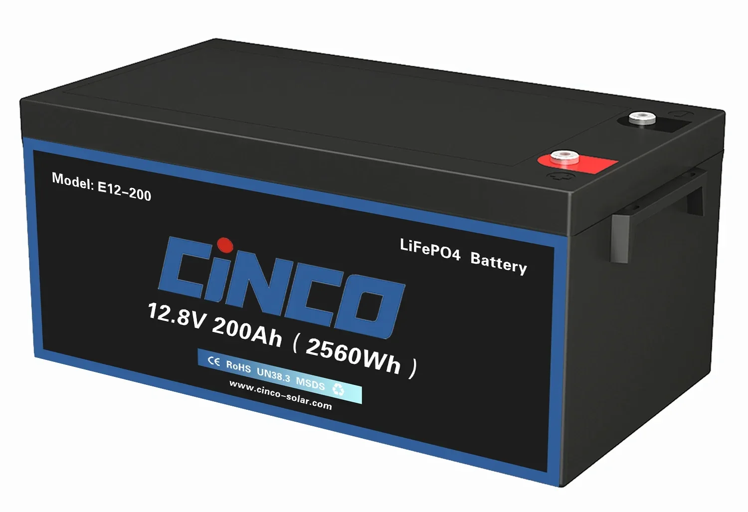 E12--200 12.8V 200AH 2560wh LiFePO4 Lithium Solar Battery with LCD Display BLE BMS Communication Optional